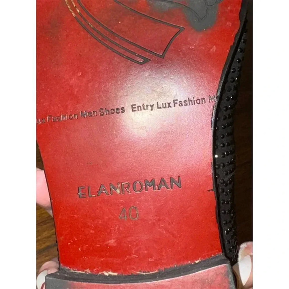 ELANROMAN  Black Rhinestone Studded Loafers w/ Gold Shark Tooth Detail Size 40 - Picture 8 of 9